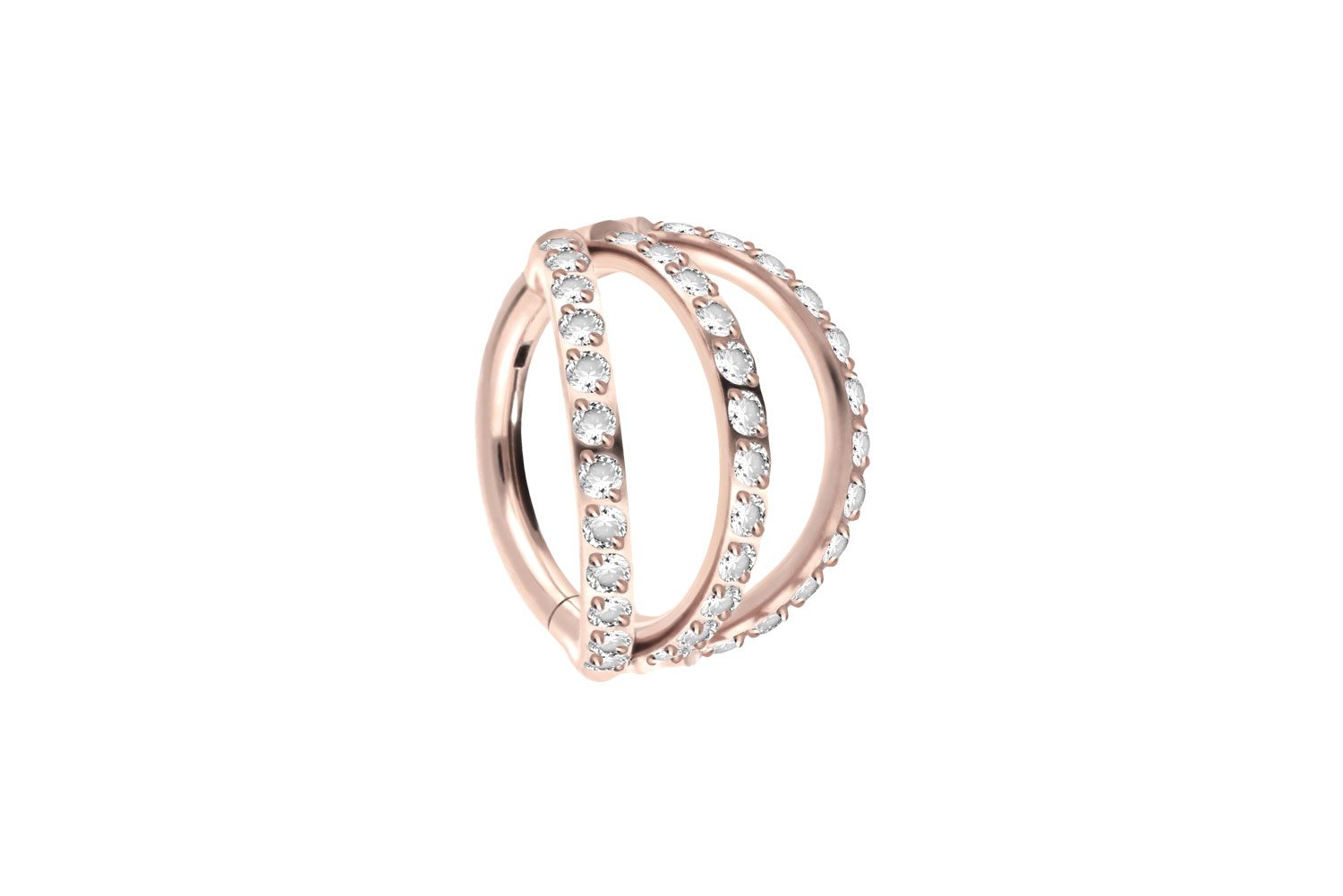 Titan Segmentring Clicker Piercing 3 RINGE + EINGEFASSTE KRISTALLE